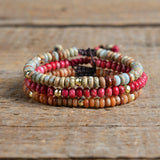 3pcs Stone Japser Friendship Bracelets Couples Yoga Jewelry