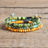 3pcs Stone Japser Friendship Bracelets Couples Yoga Jewelry