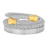 Roman Numbers Bracelet & Bangle Set for Men Stainless Steel Punk Jewelry