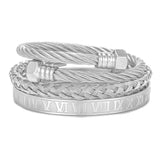 Roman Numbers Bracelet & Bangle Set for Men Stainless Steel Punk Jewelry
