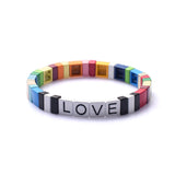3pcs/Set Vsco Girl Enamel Bracelet Tile Tila Beads Stretch Bangle