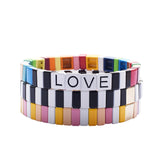3pcs/Set Vsco Girl Enamel Bracelet Tile Tila Beads Stretch Bangle