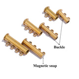 3pcs Stainless Steel 4 Loops Magnetic Slide Tube Clasps for DIY Jewelry Making