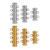 3pcs Stainless Steel 4 Loops Magnetic Slide Tube Clasps for DIY Jewelry Making