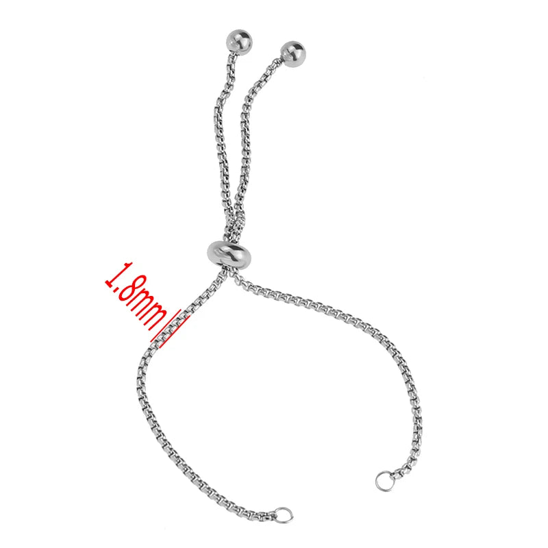 3pcs Stainless Steel Slider Chain 2 Loops for Jewelry Making Bracelet