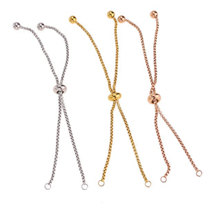 3pcs Stainless Steel Slider Chain 2 Loops for Jewelry Making Bracelet