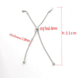 3pcs Stainless Steel Slider Chain 2 Loops for Jewelry Making Bracelet