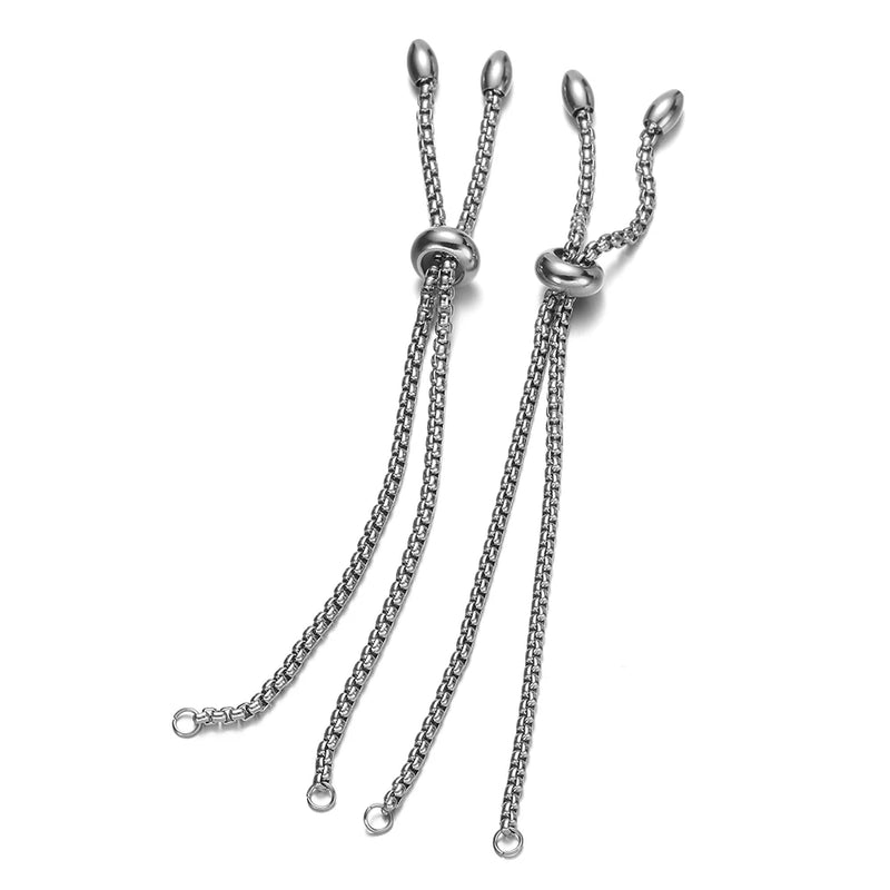 3pcs Stainless Steel Box Chain Adjustable Bracelet Connectors