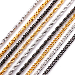 Stainless Steel Chain Necklace Cuban Link Punk 18K PVD Plated Collar Jewelry