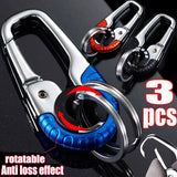 3pcs Stainless Steel Creative Key Holder Car Keychain Keyring Men Key Chain