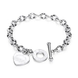 3pcs Stainless Steel Love Heart Bracelets For Women Party Gift Charm Bracelets