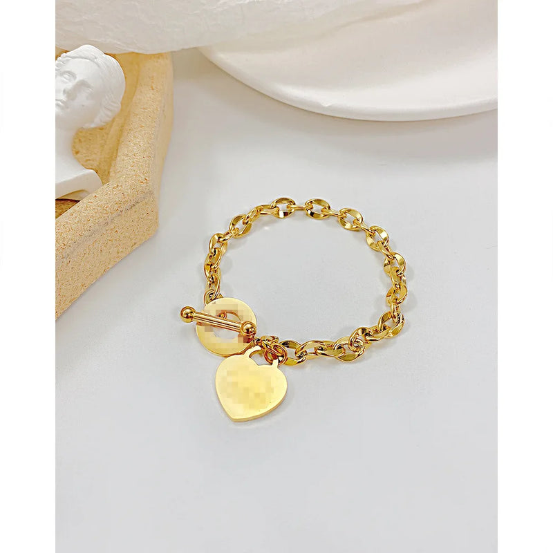 3pcs Stainless Steel Love Heart Bracelets For Women Party Gift Charm Bracelets