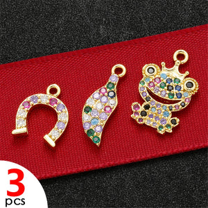 3pcs Starfish Charms Gold/Silver Plated CZ Crystal Star Pendant Beads