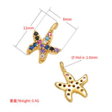 3pcs Starfish Charms Gold/Silver Plated CZ Crystal Star Pendant Beads