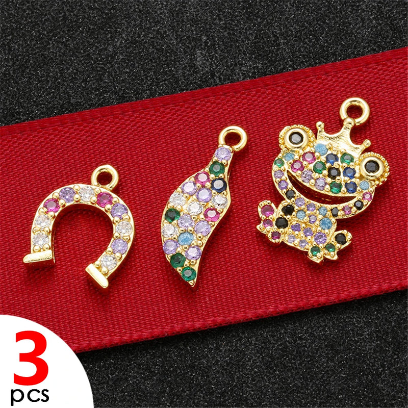 3pcs Starfish Charms Gold/Silver Plated CZ Crystal Star Pendant Beads