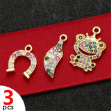 3pcs Starfish Charms Gold/Silver Plated CZ Crystal Star Pendant Beads