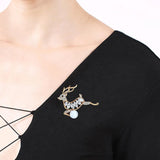 3pcs Deer Reindeer Alloy Diamond Brooch Pins Xmas