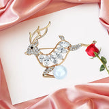 3pcs Deer Reindeer Alloy Diamond Brooch Pins Xmas