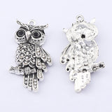 3pcs Tibetan Silver Owl Bird Charms for Jewelry Making 45x25mm