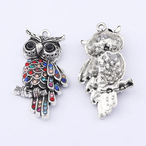 3pcs Tibetan Silver Owl Bird Charms for Jewelry Making 45x25mm