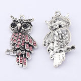 3pcs Tibetan Silver Owl Bird Charms for Jewelry Making 45x25mm