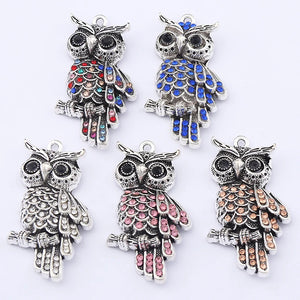 3pcs Tibetan Silver Owl Bird Charms for Jewelry Making 45x25mm