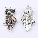 3pcs Tibetan Silver Owl Bird Charms for Jewelry Making 45x25mm