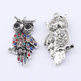 3pcs Tibetan Silver Owl Bird Charms for Jewelry Making 45x25mm