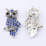 3pcs Tibetan Silver Owl Bird Charms for Jewelry Making 45x25mm