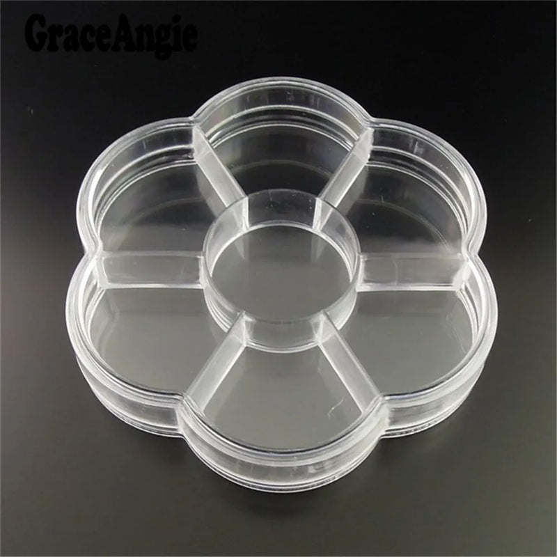 3pcs Rhinestone Bead Box Container Storage Organizer Craft 6 Squares With Lids