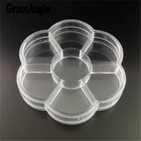 3pcs Rhinestone Bead Box Container Storage Organizer Craft 6 Squares With Lids