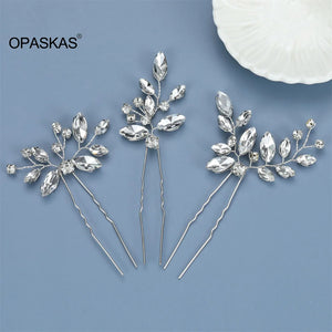 3Pcs U-shaped Hairpins Rhinestone Hair Sticks Wedding Hair Accessories