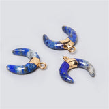 3pcs Horn Stone Pendants Lapis Lazuli Aventurine Rose Quartz