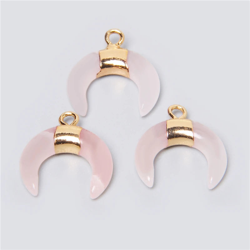 3pcs Horn Stone Pendants Lapis Lazuli Aventurine Rose Quartz
