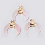 3pcs Horn Stone Pendants Lapis Lazuli Aventurine Rose Quartz