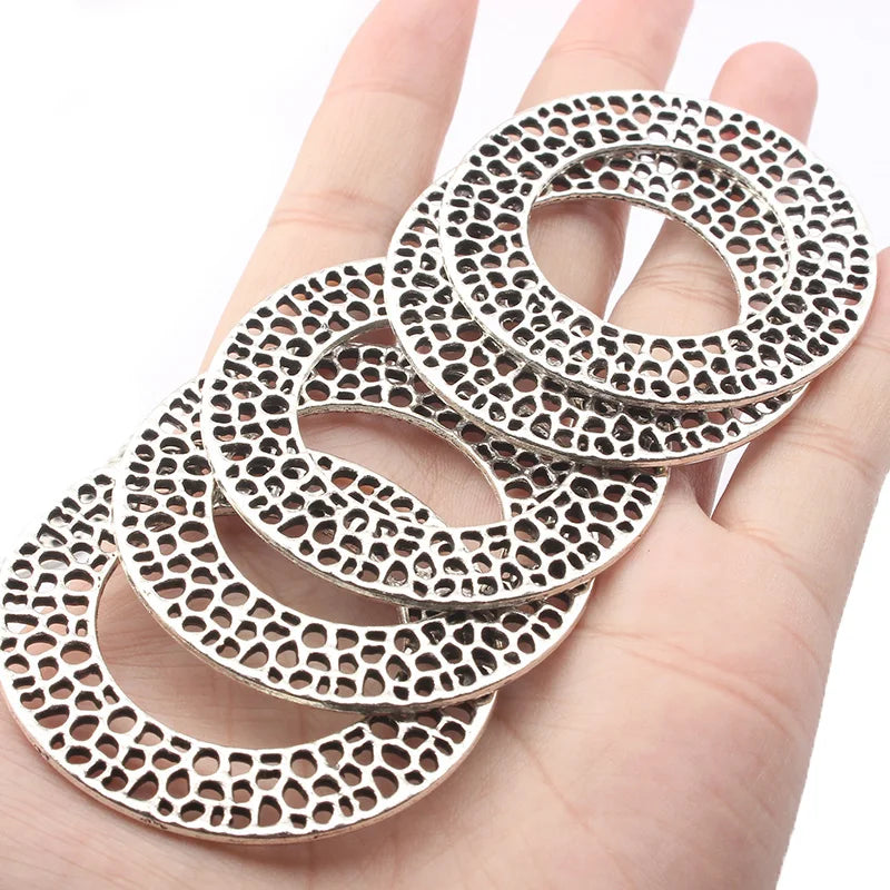 3pcs Large Round Hollow Circle Charms Pendants DIY Jewelry Making