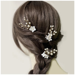 Wedding Hairpin Floral U-shaped Hair Clip Crystal Bride Tiara Princess Party