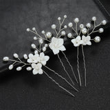 Wedding Hairpin Floral U-shaped Hair Clip Crystal Bride Tiara Princess Party