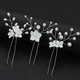 Wedding Hairpin Floral U-shaped Hair Clip Crystal Bride Tiara Princess Party