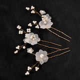 3pcs Flower Pearl Hair Pins Hair Jewelry Nin668