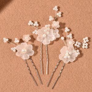 3pcs Flower Pearl Hair Pins Hair Jewelry Nin668