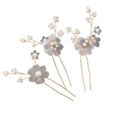 3pcs Flower Pearl Hair Pins Hair Jewelry Nin668