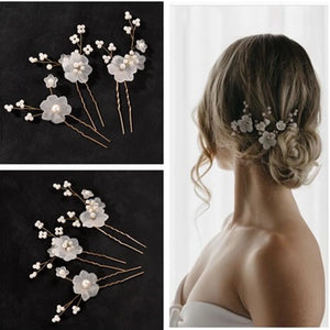 3pcs Flower Pearl Hair Pins Hair Jewelry Nin668
