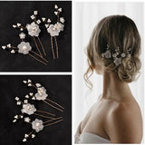 3pcs Flower Pearl Hair Pins Hair Jewelry Nin668