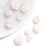 3pcs Rose Flower Shell Beads Hand Artwork Carved Loose Spacer Beads