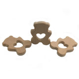 3pcs Wood Bear Teether Ring Unfinished Nature Baby Pacifier Rattle Teething Toy