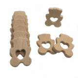 3pcs Wood Bear Teether Ring Unfinished Nature Baby Pacifier Rattle Teething Toy