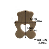 3pcs Wood Bear Teether Ring Unfinished Nature Baby Pacifier Rattle Teething Toy