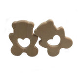 3pcs Wood Bear Teether Ring DIY Organic Eco-friendly Unfinished Nature Baby Paci