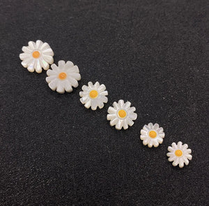 3pcs Rainbow Shell Beads Daisy Flower Mother-of-pearl for DIY Jewelry